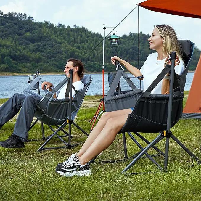 TIMBER RIDGE Hammock Camping Chair with Adjustable Backrest, Heavy Duty Folding Hammock Chair Supports 300lbs, Portable Hammock Chair for Camping, Travelling and Patio, Grey by GreenHaven Gardens