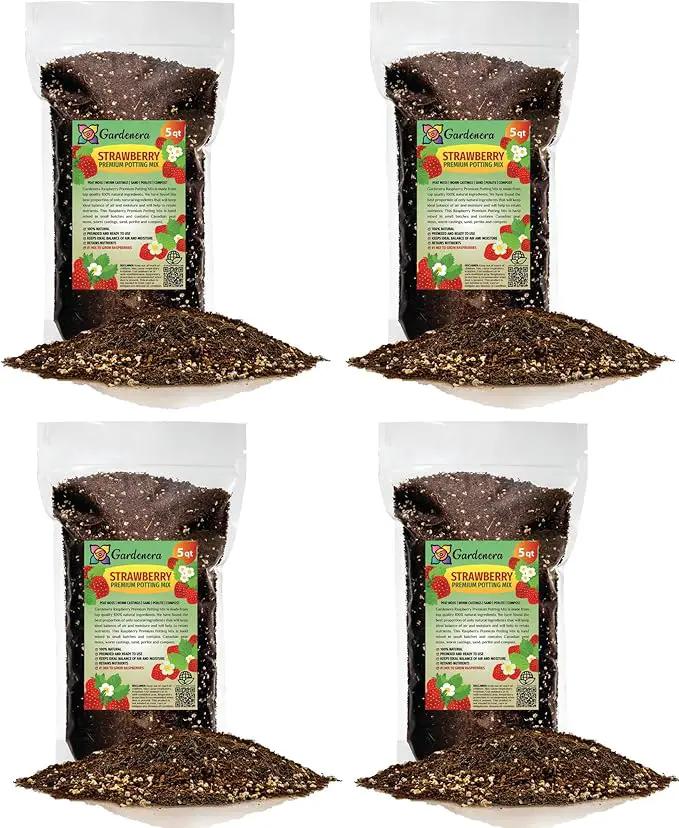 Strawberry Premium Potting Soil Mix - Ideal Blend for Growing Robust and Flavorful Strawberries - 20 Quart by GreenHaven Gardens