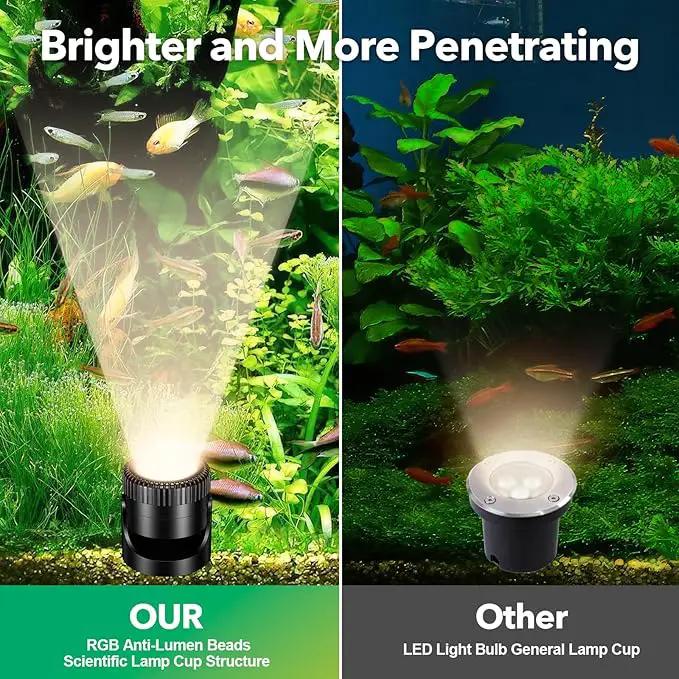 POPOSOAP Solar Pond Lights, 3-in-1 Warm White Underwater Pond Lights, IP68 Waterproof LED Landscape Spotlights for for Pond, Garden, Patio, Fountain, Pool, Waterfall Decoration(3 Head Lamp) by GreenHaven Gardens