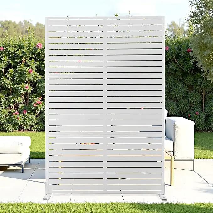 FENCY Outdoor Privacy Screen, 72" H×47" W Metal Privacy Screen, Outdoor Freestanding Privacy Screen & Panels for Deck Patio Balcony(White-Louvered) by GreenHaven Gardens