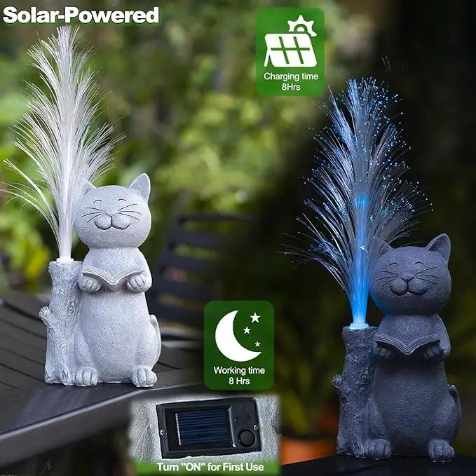 Solar Lights Garden Statue Cat by GreenHaven Gardens