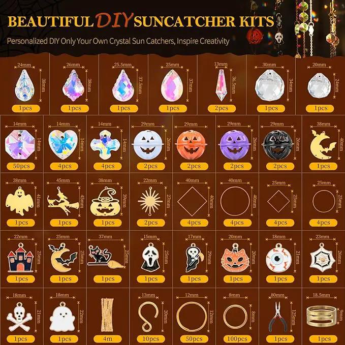 270 Pcs Halloween DIY Crystal Sun Catchers Indoor Window, Hanging Prism Suncatchers for Halloween Decorations, Outdoor Halloween DIY Suncatcher Kit, Glass Crystal Sun Catcher Crafts for Adult… by GreenHaven Gardens