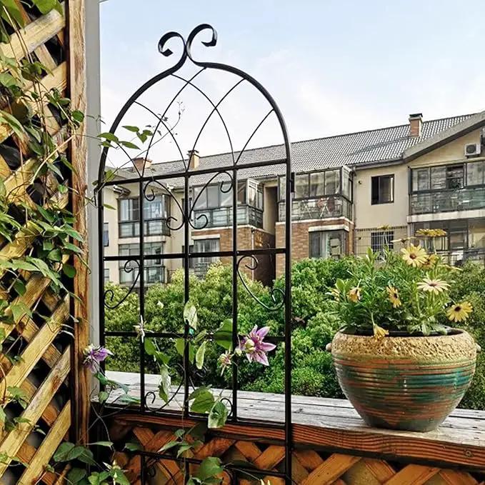 Metal Garden Trellis Rustproof Trellis for Climbing Plants Outdoor Flower Support (Black-4 Pack, 71"x19.7") by GreenHaven Gardens