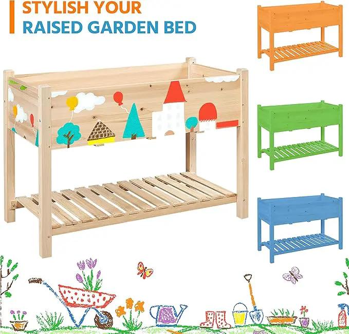 Yaheetech 47x23x32in Wooden Raised Garden Bed with Legs & Storage Shelf Horticulture Wooden Elevated Planter Box Vegetable Growing Bed for Flower/Herb/Backyard/Patio by GreenHaven Gardens