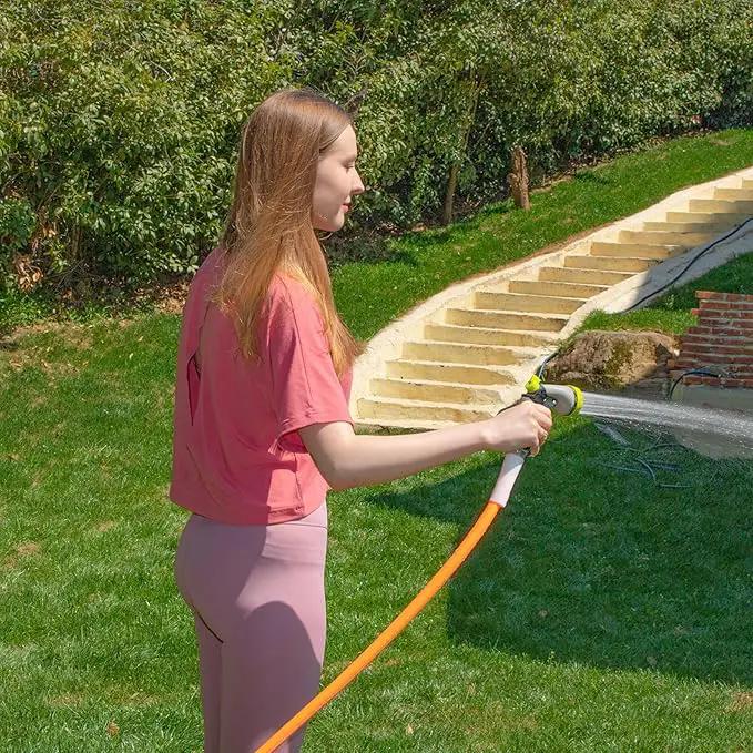 Fevone 100 ft Garden Hose, Heavy Duty Water Hose, Hybrid Polymer, Kink Resistance, Flexible, Durable, Leak Free, Aluminum Fittings, 3/4" GHT, 5/8" ID, 600 Psi, Drinking Water Safe by GreenHaven Gardens