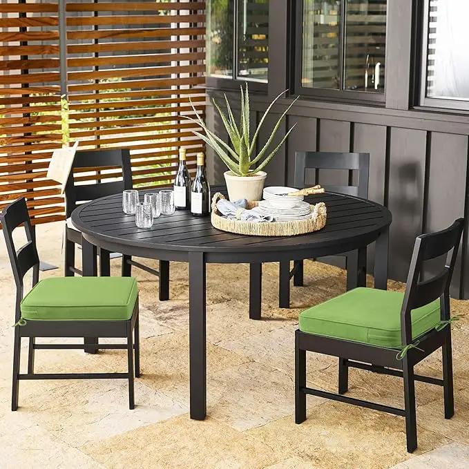 Outdoor Sunbrella Square Corner Seat Cushion, 18.5"x16"x3", Set of 4, Non Slip Seat Cushion Pads with Removable Cover for Patio Furniture, Garden Yard Lawn, Canvas Ginkgo by GreenHaven Gardens