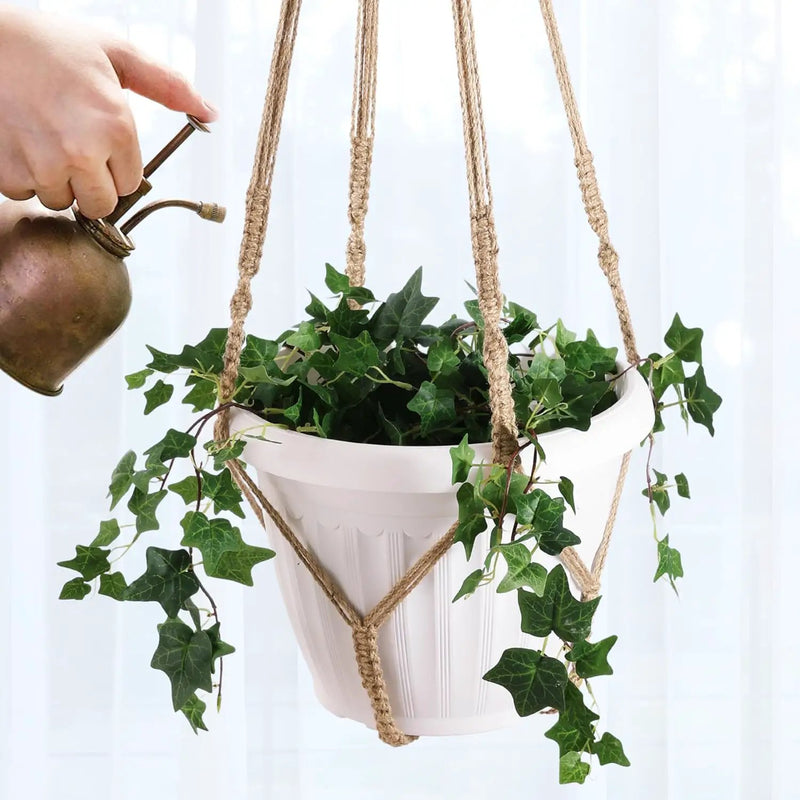 Giant XXL 55 Inches Macrame Planter Hanger Large for 15 inch Pot + Swag Hook | Extra Large Hanging Planter for Indoor Plants | No Pot/Plant Included (XXL Jute) by GreenHaven Gardens