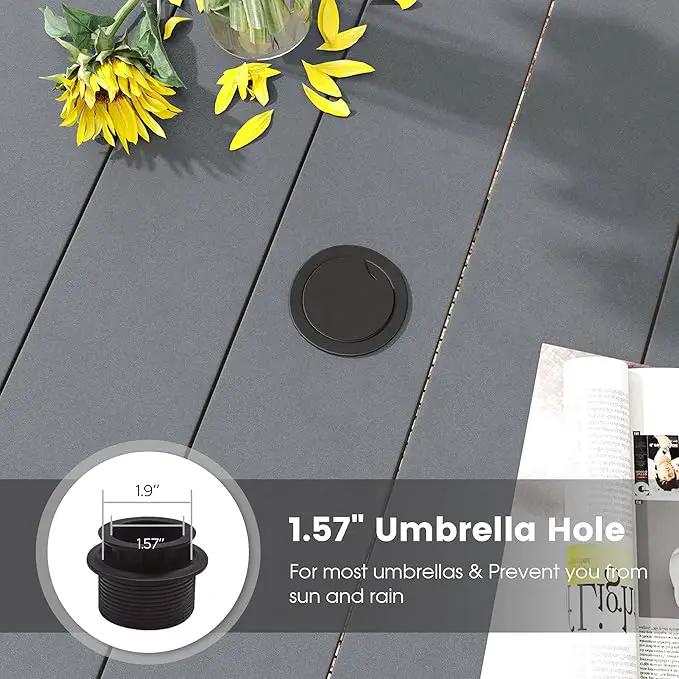 DIFY Outdoor Dining Table for 4, Round Patio Table with Umbrella Hole for Garden, Backyard and Porch (Dark Grey) by GreenHaven Gardens