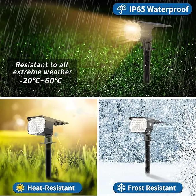 Solar Spot Lights Outdoor Waterproof IP65, 6 Pack Landscape Spotlights with 46 LEDs, 3 Modes Auto On/Off Solar Powered Flood Lights for Outside Pathway, Yard, Garden, Walkway (Warm White) by GreenHaven Gardens