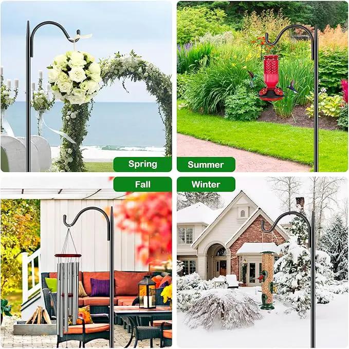 FEED GARDEN Short Shepherds Hooks for Outdoor, 48 Inch Bird Feeder Pole with 5 Prongs Base, Heavy Duty Shepherds Hook Garden Hook for Hummingbird Feeder, Hanging Lantern, Plant Baskets,1 Pack by GreenHaven Gardens
