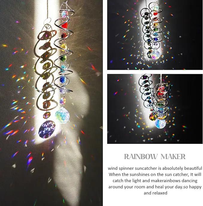 H&D HYALINE & DORA Sun Catchers for Windows,Crystal Sun Catcher with Seven Chakra Beads,Decorative Wind Spinner Tail Suncatcher for Indoor Christmas Decoration17.7in by GreenHaven Gardens