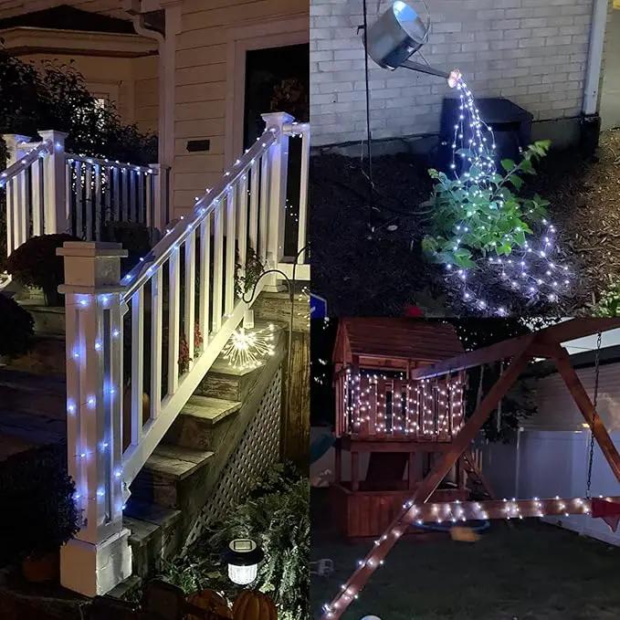 YEGUO White Solar Fairy Lights Outdoor Waterproof, 4 Pack Each 33ft 100 LED String Light, 8 Modes Silver Wire Twinkle Lights by GreenHaven Gardens