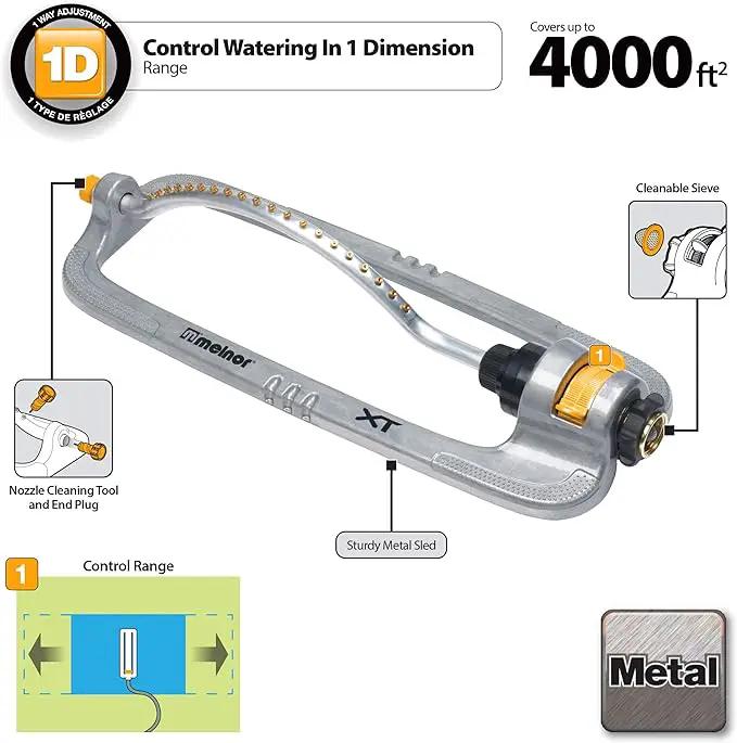 Melnor 65118-AMZ XT Metal Turbo Oscillating Sprinkler with QuickConnect Product Adapter Amazon Bundle, 4000 sq. ft. Coverage by GreenHaven Gardens