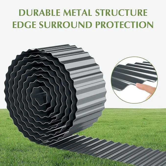 Metal Garden Edging Border, Corrugated Steel Landscaping, DIY for Lawn (Black, 6 Inch x 10FT) by GreenHaven Gardens