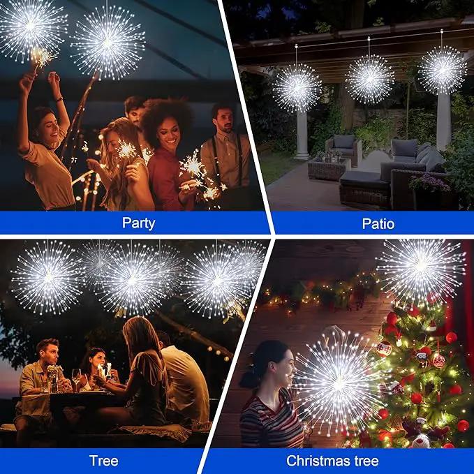Solar Firework Lights Outdoor, 1000 LED Starburst Light Outdoor with USB Rechargerable, 8 Modes Waterproof Solar Hanging Lights for Gazebo Yard Party Wedding Decorations (White, 1000 LED) by GreenHaven Gardens