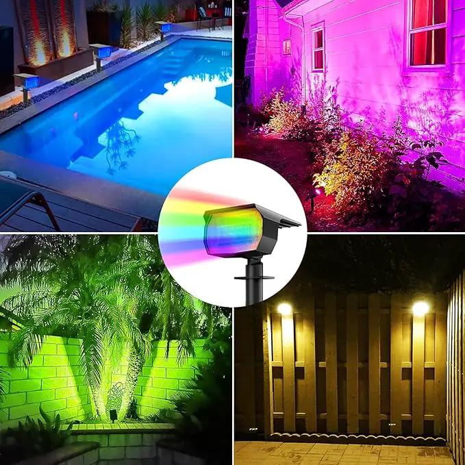 nipify 4 Pack Solar Spot Lights Outdoor Color Changing, 7 Modes Halloween RGB Solar Powered Waterproof Spotlight, Landscape Lighting for Outside Yard Garden Pathway by GreenHaven Gardens