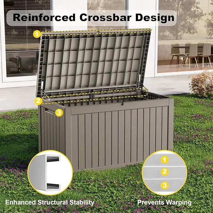 230 Gallon Outdoor Deck Box,Storage Lockable Waterproof Patio Furniture,Garden Tools,Cushions,Pool Accessories Outside Storage Resin Box(Grey) by GreenHaven Gardens