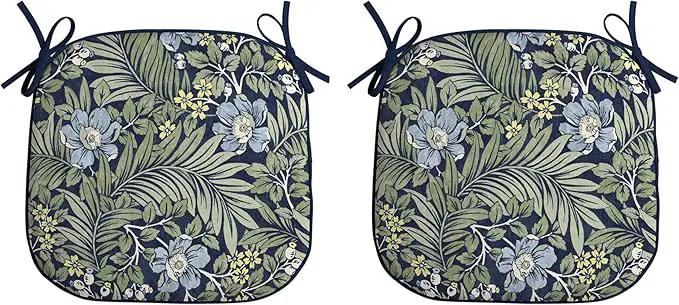 Arden Indoor/Outdoor Foam Seat Pad, 2 Pack, 17 x 16, Patio Cushion, Water Repellent, Fade Resistant, Foam Cushion Sapphire Morrison Floral by GreenHaven Gardens