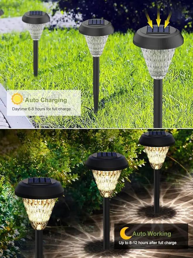 pearlstar 8 Pack Solar Lights Outdoor Waterproof, Warm White Pathway Lights Solar Powered,Solar Garden Light,Landscape Lighting for Decor,Patio,Garden,Yard,Pathway,Walkway by GreenHaven Gardens