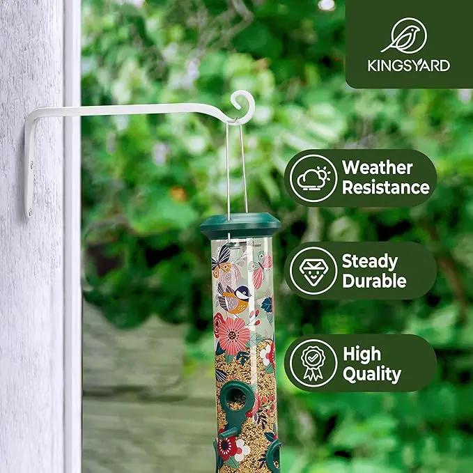 Kingsyard 2-Pack Wall Plant Hanger Outdoor - Heavy Duty Metal Hanging Bracket Hooks for Hanging Plant Bird Feeders Lanterns Wind Chimes Outdoor & Indoor, 15-Inch/White by GreenHaven Gardens