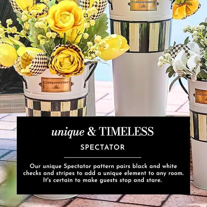MACKENZIE-CHILDS Watering Can, Outdoor Galvanized Watering Can, Black-and-White Check It Out by GreenHaven Gardens