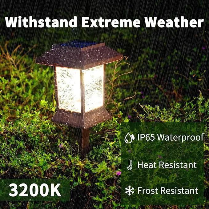 Solar Pathway Lights Outdoor Waterproof IP65, Solar Lights Outdoor with Hook 6PK, Upgraded 1000mAH Battery, Up to 12Hrs, Auto On/Off, Garden Lights Decor for Yard, Driveway, Walkway (LED) by GreenHaven Gardens