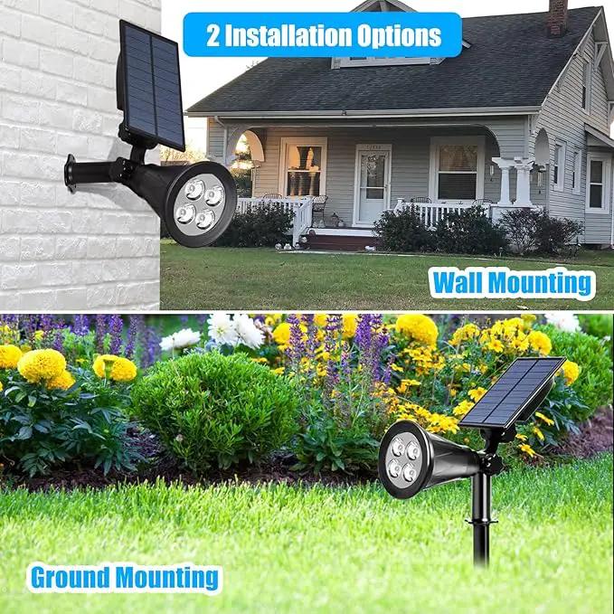 T-SUN Solar Spotlights, Waterproof Outdoor Solar Landscape Spot Lights Auto ON/Off Adjustable Solar Garden Lights LED Wall Lights for Patio, Driveway, Yard, Pool Area (White-2Pack) by GreenHaven Gardens