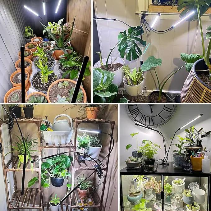 Wolezek Grow Lights for Indoor Plants Full Spectrum, 6000K 3 Head Plant Lights Indoor, LED White Plant Grow Lamp with Clip, Auto ON & Off Timer 6/12/16H, 3 Light Modes, 5 Level Dimmable Brightness by GreenHaven Gardens