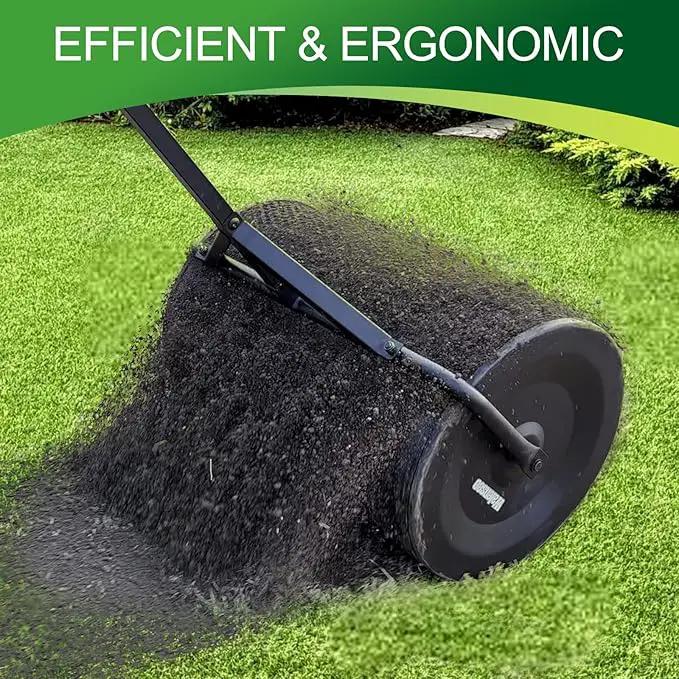 Walensee 24 Inch Compost Spreader Peat Moss Spreader with Upgrade T Shaped Handle for Planting Seeding Durable Lightweight Metal Mesh Spreader for Lawn and Garden Care Manure Spreaders Roller Patented by GreenHaven Gardens