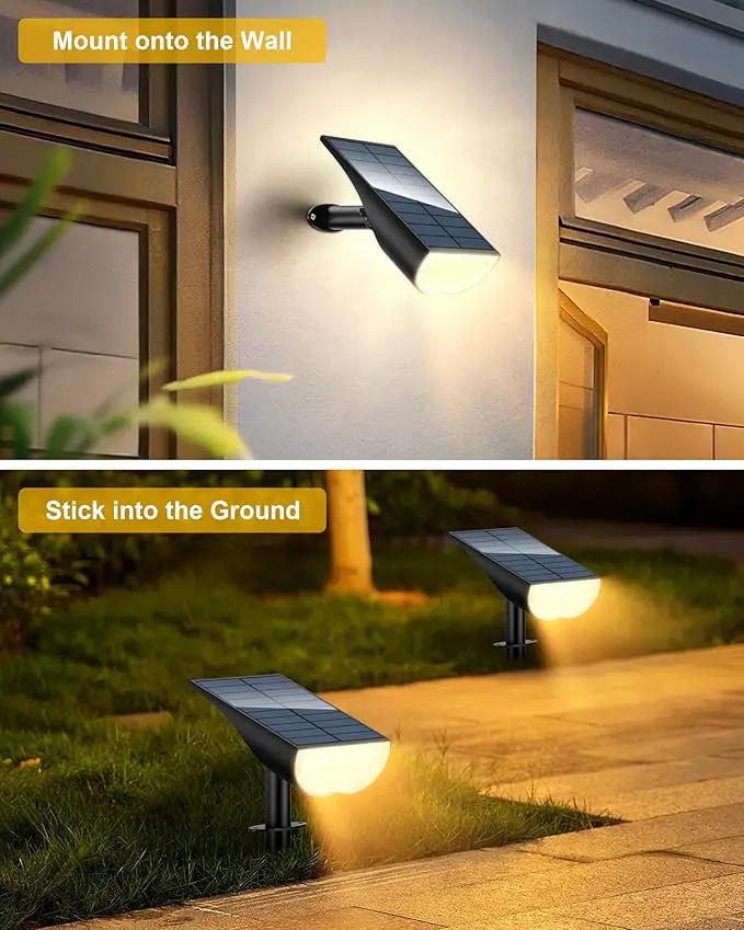 BAXIA TECHNOLOGY Solar Spotlights Outdoor Waterproof, 3 Lighting Modes Spot Lights Outdoor Solar Lights for Yard Pathway Driveway Landscape, Warm White, 4 Pack by GreenHaven Gardens