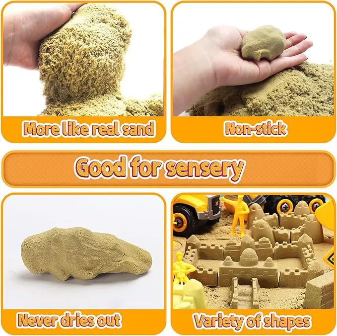 Play Construction Sand Kit,2.2lbs Magic Sand W/4 Large Take Apart Construction Trucks,1 Sandbox,8 Worker Figures and Road Signs,8 Molds,Toys for 2-8 Years Old Boys Girls by GreenHaven Gardens