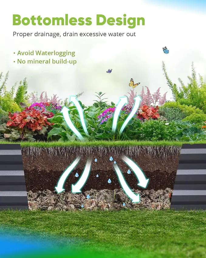 Quictent Galvanized Raised Garden Bed 6x3x1 Ft Metal Planter Box for Vegetables Bottomless for Backyard Outdoor, Include 1 Tomato Cage, Dark Grey by GreenHaven Gardens