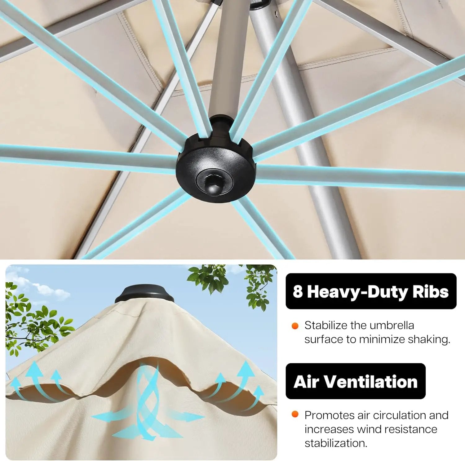 Patio Umbrella, 10FT Outdoor Cantilever Umbrella with 360-degree Rotation for Garden, Deck, Backyard, Pool and Beach, Beige by GreenHaven Gardens
