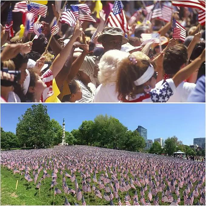 50 Pcs 12x18 Inch American Flags on Stick, American Flags, USA Stick Flag with Handheld and Grounded Multi-Purpose Flagpole, Design for Memorial Day, 4th of July, Veterans Day by GreenHaven Gardens