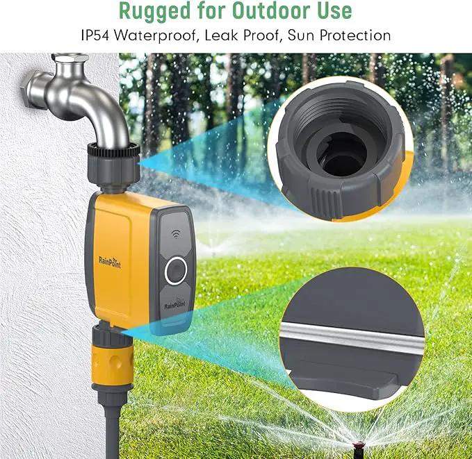 RAINPOINT WiFi Water Timer Hose Timer - Smart Garden Hose Faucet Timer with Weather Aware/3 Irrigation Plan/Automatic Rain Delay - APP Voice Control Sprinkler Valve Timer with WiFi Hub by GreenHaven Gardens