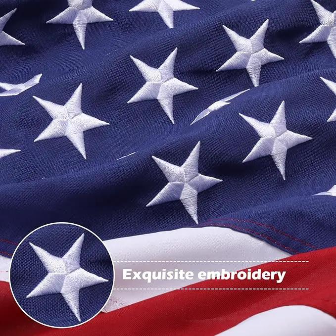 American Flag 2.5x4 Ft Deluxe Water Resistant Series Made From Heavy Duty Super Tough Spun Polyester/Embroidered Stars/Sewn Stripes/Brass Grommets,US Flags Perfect for Outside by GreenHaven Gardens