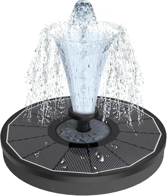 Solar Fountain Upgraded High Efficiency Glass Solar Panel, Solar Bird Bath Fountains with Flower No Battery,Solar Water Pump Fountain for Bird Bath Garden Small Ponds Outdoor Décor(Black) by GreenHaven Gardens