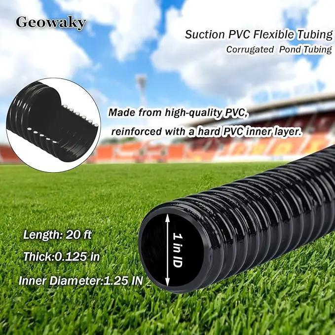 Pond Tubing,1 inch PVC Flexible Pond Hose, Black Corrugated Waterfall Sump Pump Hose,Drainage Pipe, Kinkproof for Garden Ponds, 1"x20FT by GreenHaven Gardens