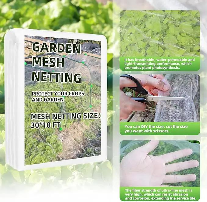 Garden Netting Kit, 10X30 Ft Garden Ultra Fine Mesh Net Bird Barrier Protection with Garden Hoops for Protect Garden Vegetables Flowers Shrubs Fruit Trees Indoors & Outdoors Plant Beds Greenhouse by GreenHaven Gardens