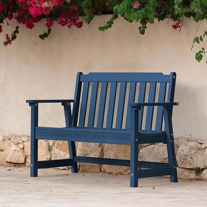 Ciokea 46" Heavy Duty Outdoor Bench, HDPE Weatherproof Garden Benches, Durable 2-Person Porch Benches with 660 Lbs, Waterproof Patio Bench for Outside Balcony Deck Backyard, Navy Blue by GreenHaven Gardens