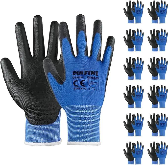 DULFINE Safety Work Gloves PU Coated-12 Pairs,Blue Seamless Knit Glove with Polyurethane Coated Smooth Grip on Palm & Fingers, for Men and Women, Ideal for General Duty Work (Medium) by GreenHaven Gardens
