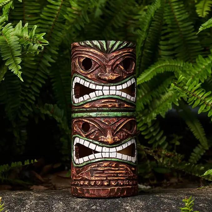 Solar Tiki Statue Outdoor Decor-Garden Large Tiki Statue-Solar Totem Pole Tiki Bar Decoration for Lawn Patio Yard,10 Inch Tall by GreenHaven Gardens