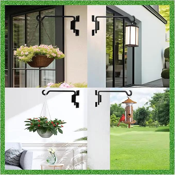 Bird Feeder Hanger,Hummingbird Feeder Hanger,Bird Feeder Hangers for Outside,Plant Hangers Indoor Wall Mount,Hanging Basket Hooks,Plant Hooks & Hangers,45°~180° Rotatable,16 Inch 4 Pack by GreenHaven Gardens