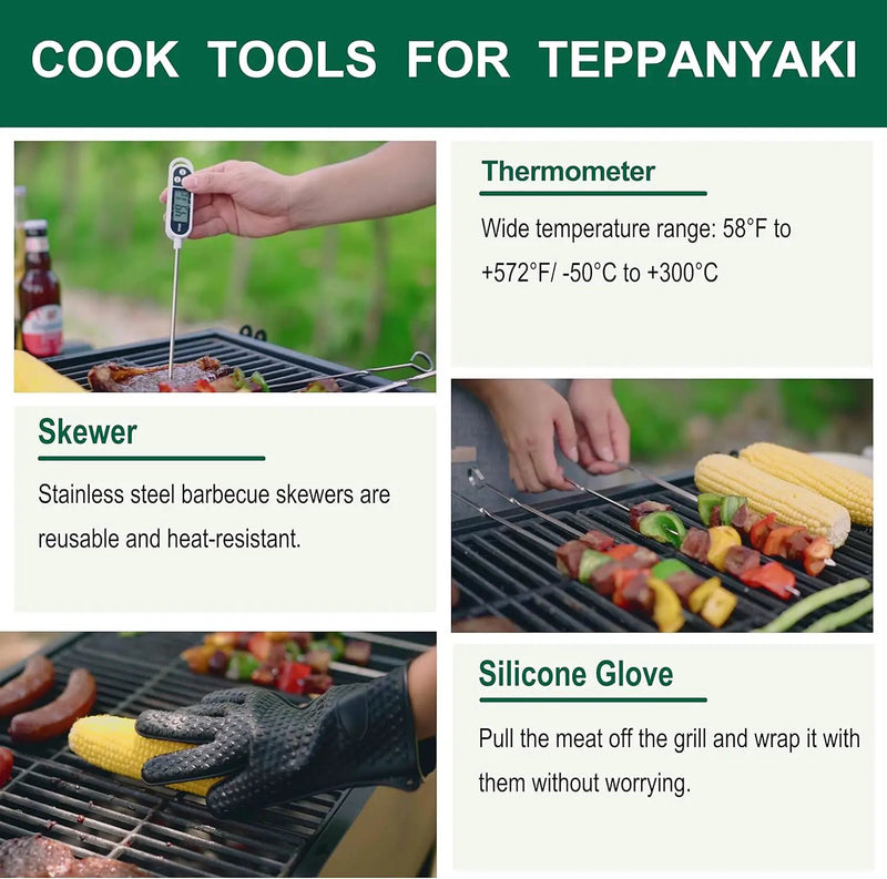 Grilljoy 46PC Griddle Accessories Set with Robust Plastic Handle, All-in-One Griddle Tools Kit for Flat Top Grills Teppanyaki Hibachi, Stainless Steel Grill Spatula Kit for Outdoor Camping Grilling by GreenHaven Gardens