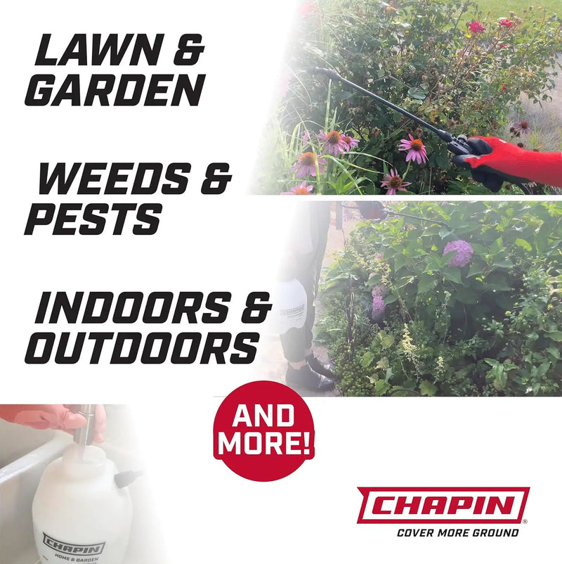 Chapin 16100 1-Gallon Made in USA Garden Pump Sprayer with Ergonomic Handle, Trigger Shut Off, Adjustable Cone Nozzle and in-Tank Filter, for Spraying Weeds, Insects, Fertilizers, Translucent White by GreenHaven Gardens