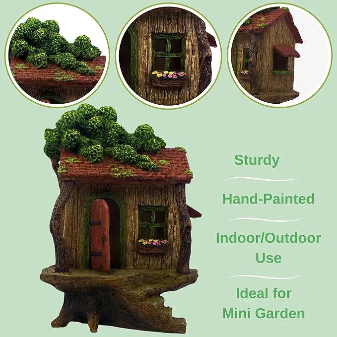 Fairy Garden House – Fairy House for Outside – 9” High with Door That Opens – Sturdy Fairy Garden Building – Lovely Miniature Garden Accessories Supplies by GreenHaven Gardens