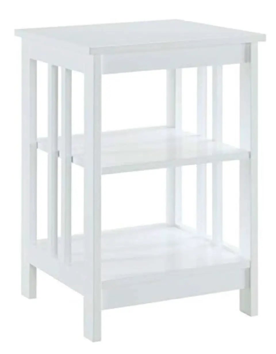 Open box Convenience Concepts Mission End Table with Shelves, White by Selzalot