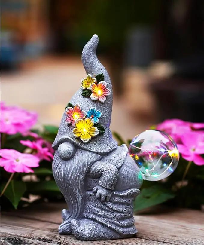 Nacome Solar Funny Gnome Statue for Garden: Outside Decor with Blow Bubbles Ball Lights Clearance for Yard Art Lawn Ornaments Porch Patio Balcony - Birthday Gifts for Grandma Mom Women by GreenHaven Gardens