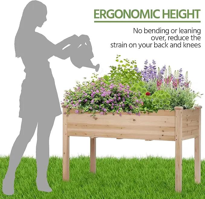 Yaheetech 1pc Raised Garden Bed 48x24x30in Elevated Wooden Horticulture Planter Box with Legs Standing Growing Bed for Gardening/Backyard/Patio/Balcony by GreenHaven Gardens
