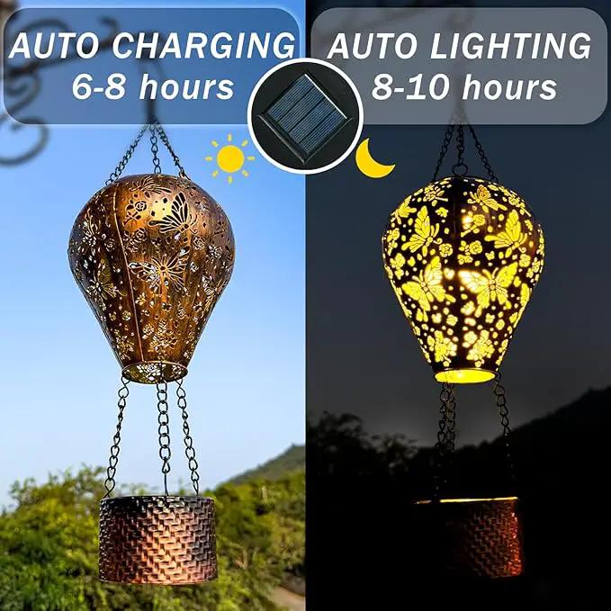 4-Pack Butterfly Decor Hot Air Balloon Solar Lantern – Outdoor Decorative Hanging Light for Garden Yard Patio Porch Lawn and Pathway – Unique Housewarming, Birthday Gift for Women Mom Grandma by GreenHaven Gardens